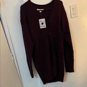 Women's Burgundy Sweater Cardigan
